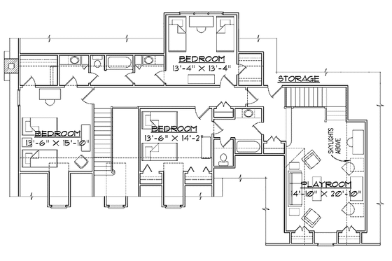 Floor Plan - Upper Floor for Farmhouse House Plan #1054-4 - 4 bed, 3 bath