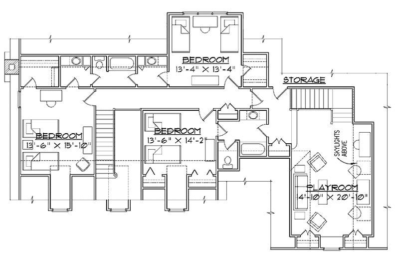 Dream House Plan - Floor Plan - Upper Floor for Farmhouse House Plan #1054-4 - 4 bed, 3 bath