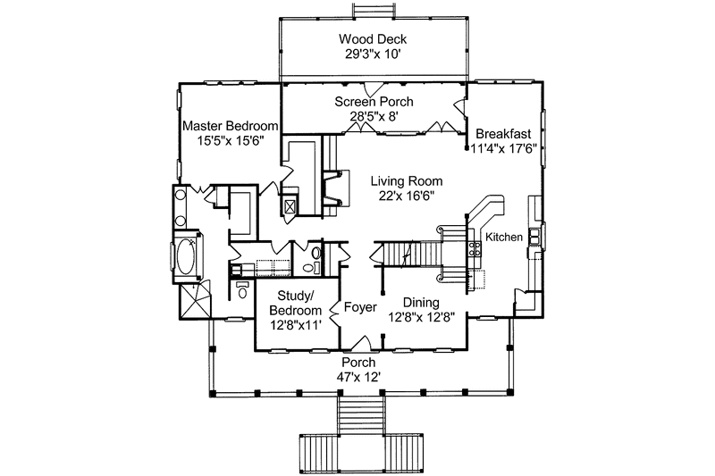 Architectural House Design - Floor Plan - Main Floor for Country House Plan #37-242 - 4 bed, 3.5 bath