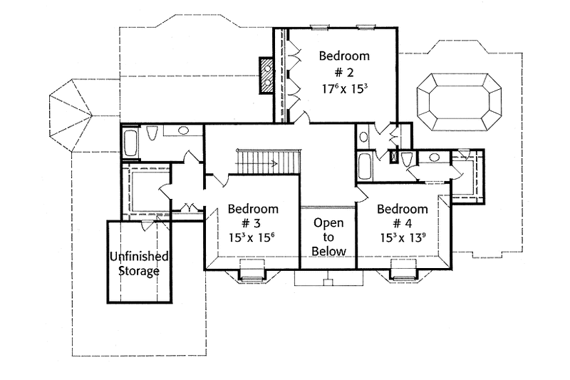 Dream House Plan - Floor Plan - Upper Floor for European House Plan #429-147 - 4 bed, 3.5 bath