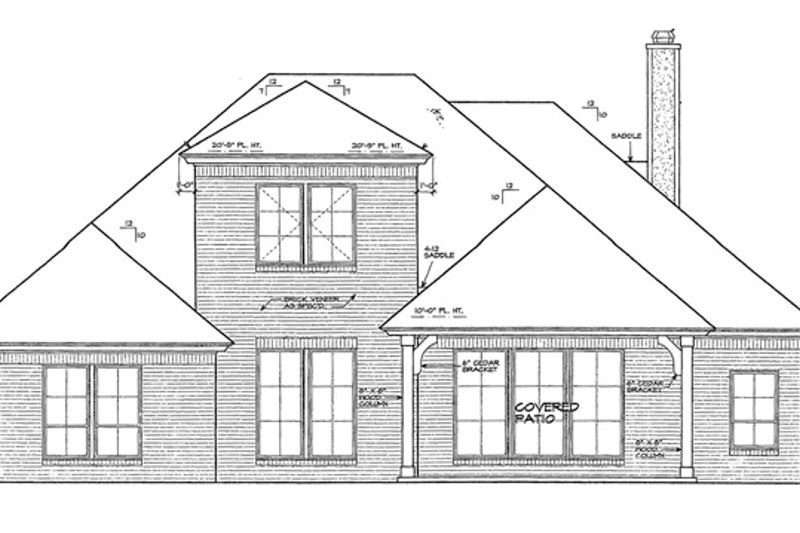 Home Plan - Exterior - Rear Elevation for European House Plan #310-1258 - 3 bed, 2 bath
