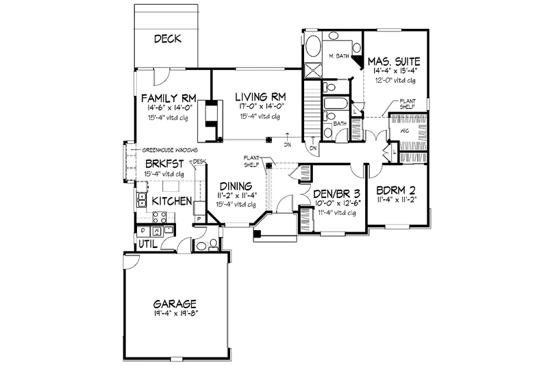 Home Plan - Floor Plan - Main Floor for Ranch House Plan #320-715 - 2 bed, 2.5 bath