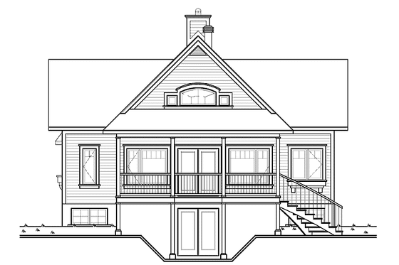 Exterior - Rear Elevation for Country House Plan #23-2408 - 3 bed, 2 bath
