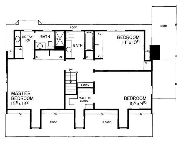 Architectural House Design - Colonial Floor Plan - Upper Floor Plan #72-559