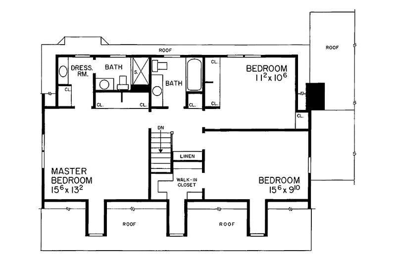 Home Plan - Floor Plan - Upper Floor for Colonial House Plan #72-559 - 4 bed, 2.5 bath