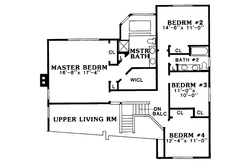 Home Plan - Floor Plan - Upper Floor for Contemporary House Plan #314-261 - 4 bed, 2.5 bath