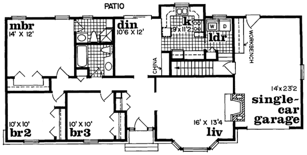 House Blueprint - Ranch Floor Plan - Main Floor Plan #47-920
