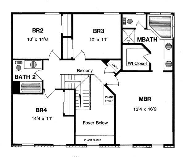 Architectural House Design - Colonial Floor Plan - Upper Floor Plan #316-212