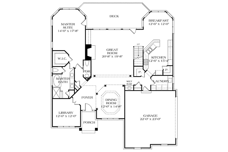 Architectural House Design - Floor Plan - Main Floor for Colonial House Plan #453-305 - 4 bed, 3.5 bath