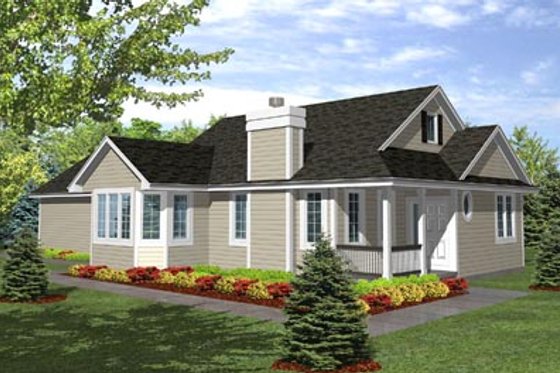 Exterior - Front Elevation for Traditional House Plan #50-116 - 3 bed, 2 bath
