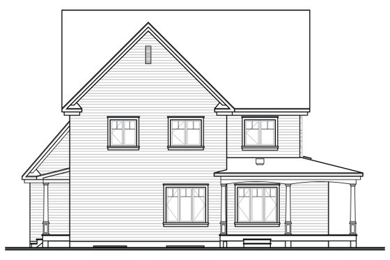 Exterior - Rear Elevation for Farmhouse House Plan #23-587 - 4 bed, 2.5 bath