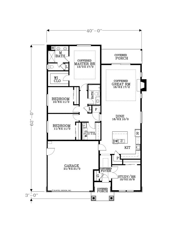 Craftsman Floor Plan - Main Floor Plan #53-670