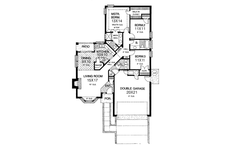 Dream House Plan - Floor Plan - Main Floor for Craftsman House Plan #310-1179 - 3 bed, 2 bath