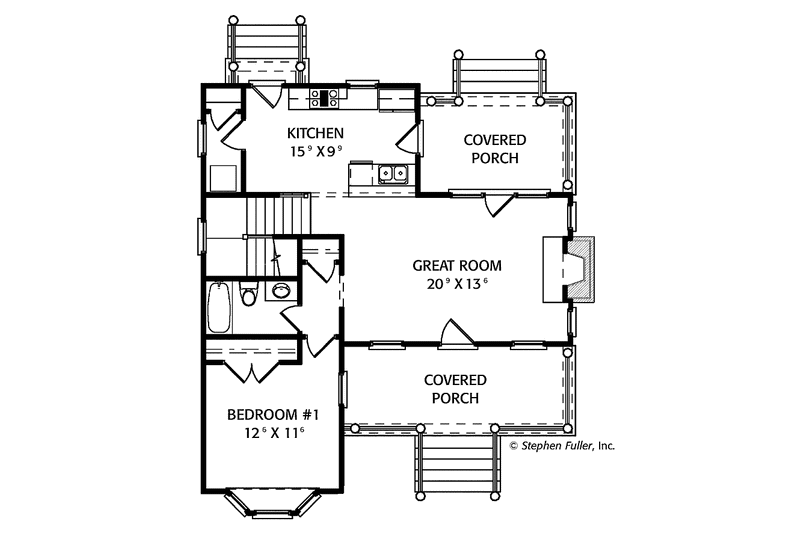 Dream House Plan - Floor Plan - Main Floor for Country House Plan #429-314 - 3 bed, 2 bath