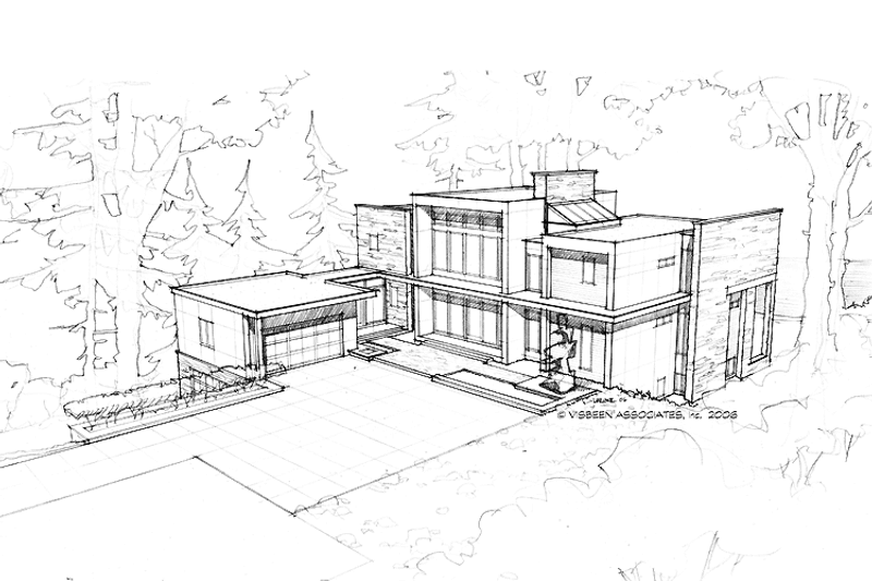 House Design - Exterior - Front Elevation 3 for Contemporary House Plan #928-77 - 3 bed, 4.5 bath