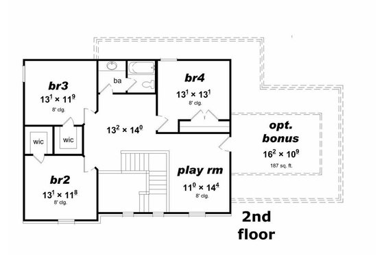 Floor Plan - Upper Floor House Plan #329-341 - 4 bed, 2.5 bath