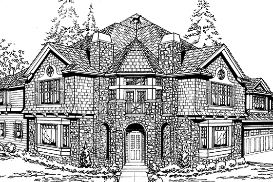 Exterior - Front Elevation 3 for Craftsman House Plan #132-351 - 4 bed, 3.5 bath