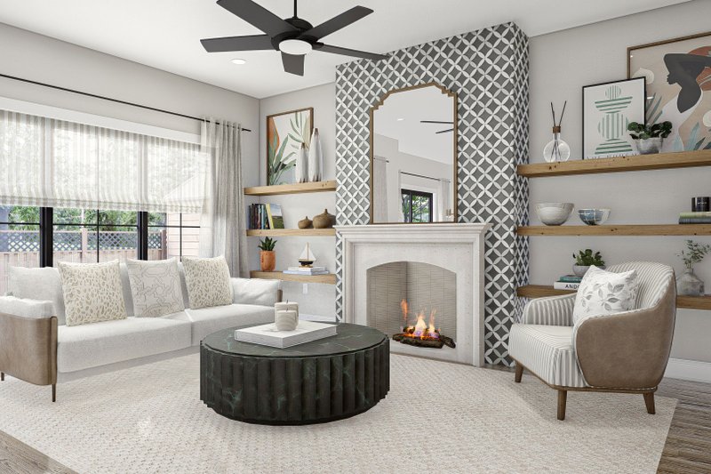 House Blueprint - Interior - Family Room 1 for Modern House Plan #455-654 - 3 bed, 2.5 bath
