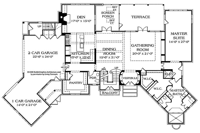 Home Plan - Floor Plan - Main Floor for Country House Plan #453-369 - 2 bed, 2.5 bath