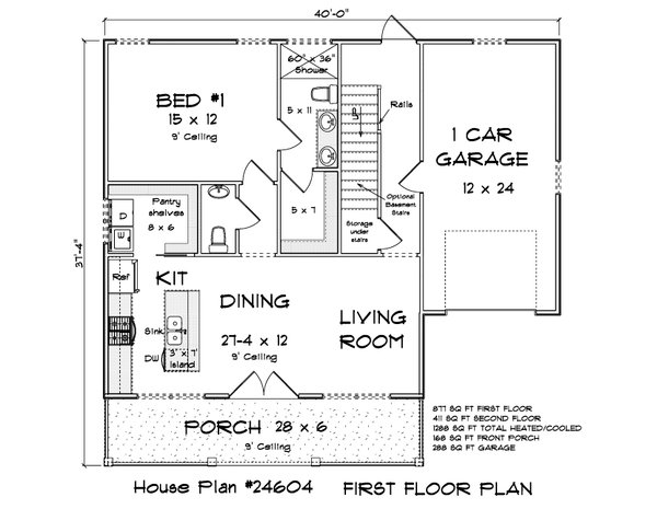 Architectural House Design - Floor Plan - Main Floor for Cottage House Plan #513-2397 - 3 bed, 2.5 bath