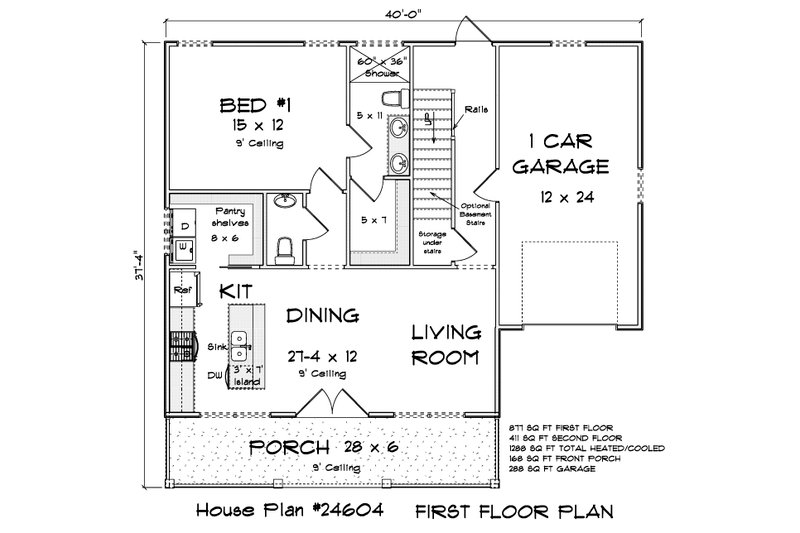 Architectural House Design - Floor Plan - Main Floor for Cottage House Plan #513-2397 - 3 bed, 2.5 bath