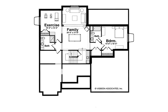 Floor Plan - Lower Floor for Craftsman House Plan #928-230 - 3 bed, 4 bath