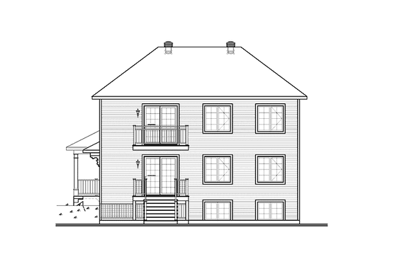 Exterior - Rear Elevation for European House Plan #23-2447 - 9 bed, 3 bath
