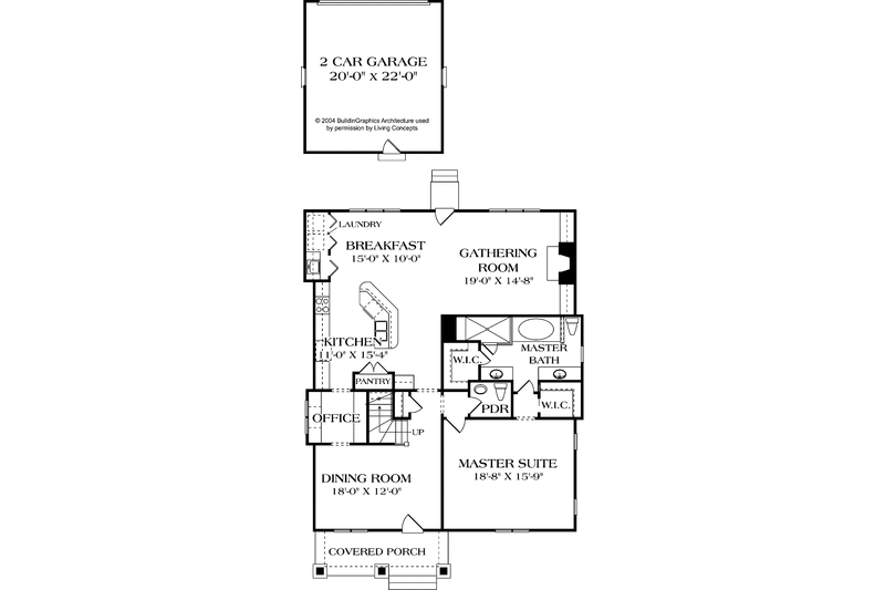 House Blueprint - Floor Plan - Main Floor for Country House Plan #453-500 - 3 bed, 2.5 bath
