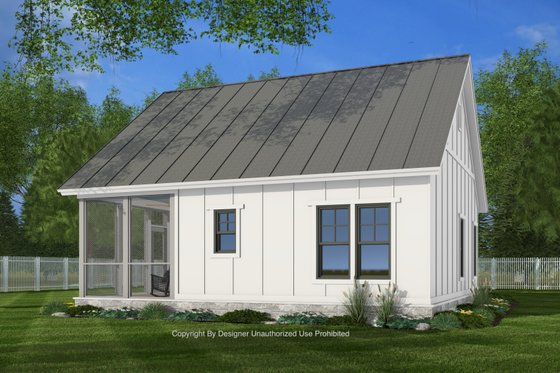 Exterior - Rear Elevation for Farmhouse House Plan #51-1428 - 1 bed, 1 bath