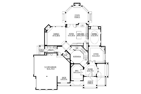 Floor Plan - Main Floor for Victorian House Plan #132-481 - 4 bed, 3.5 bath