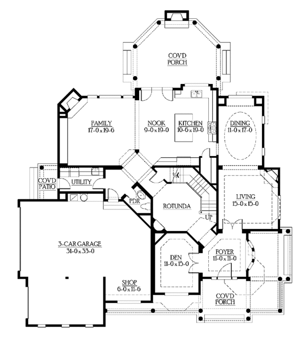 Architectural House Design - Victorian Floor Plan - Main Floor Plan #132-481