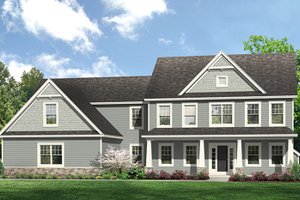 Exterior - Front Elevation 3 for Colonial House Plan #1010-204 - 4 bed, 4 bath