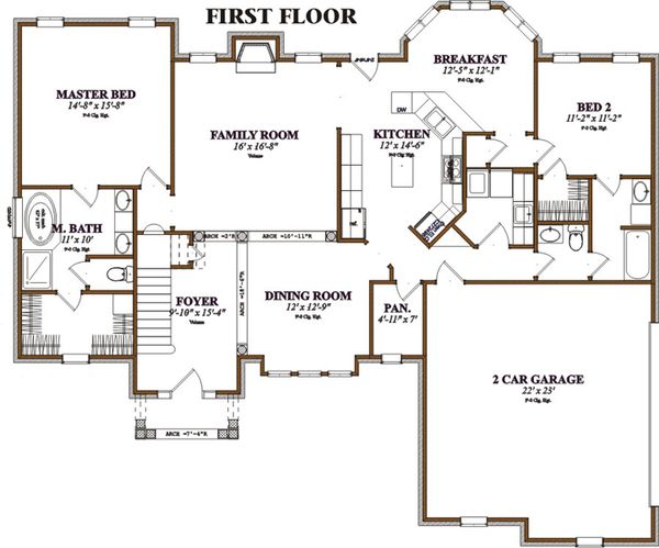 Southern Floor Plan - Main Floor Plan #63-106