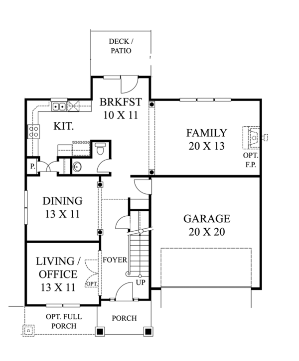 Architectural House Design - Colonial Floor Plan - Main Floor Plan #1053-45