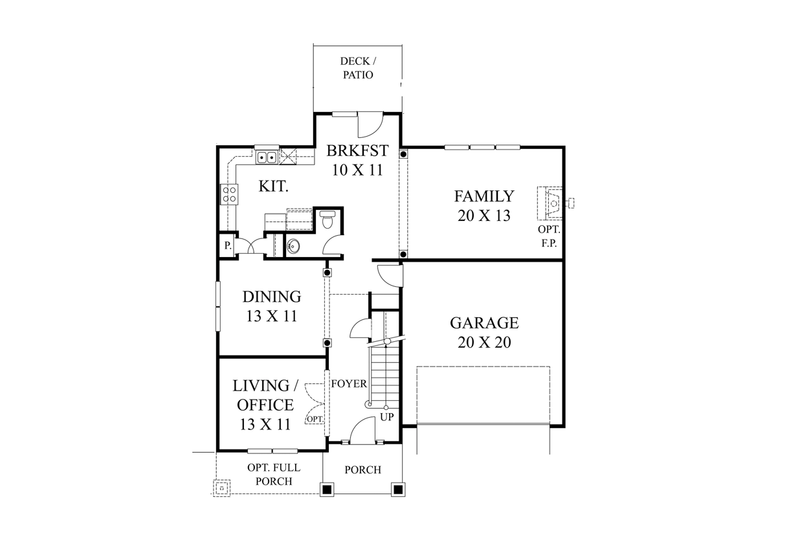 House Blueprint - Floor Plan - Main Floor for Colonial House Plan #1053-45 - 4 bed, 2.5 bath