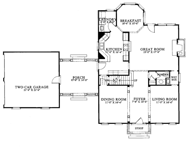 Architectural House Design - Colonial Floor Plan - Main Floor Plan #429-92