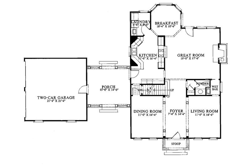 Home Plan - Floor Plan - Main Floor for Colonial House Plan #429-92 - 4 bed, 3.5 bath