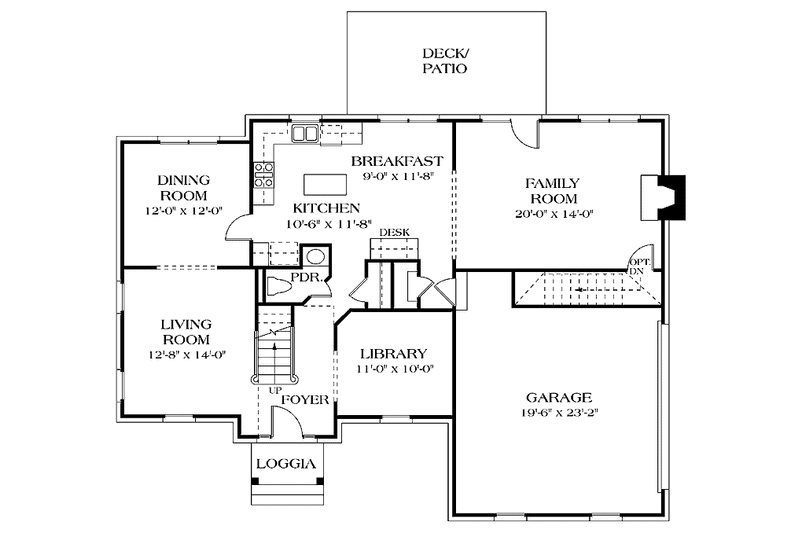 House Blueprint - Floor Plan - Main Floor for Colonial House Plan #453-484 - 4 bed, 2.5 bath