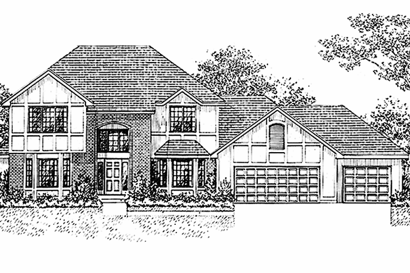 Home Plan - Exterior - Front Elevation 3 for Tudor House Plan #51-821 - 3 bed, 2.5 bath