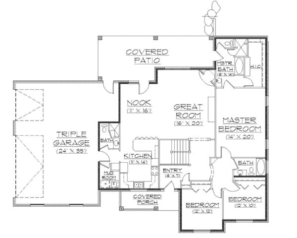 House Blueprint - Traditional Floor Plan - Main Floor Plan #945-96