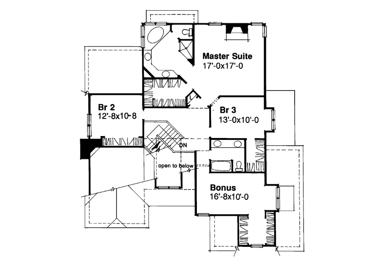 Home Plan - Floor Plan - Upper Floor for Colonial House Plan #320-741 - 3 bed, 2.5 bath