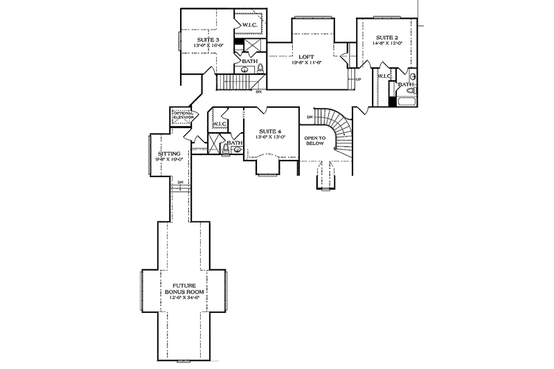 Architectural House Design - Floor Plan - Upper Floor for Country House Plan #453-469 - 5 bed, 6 bath