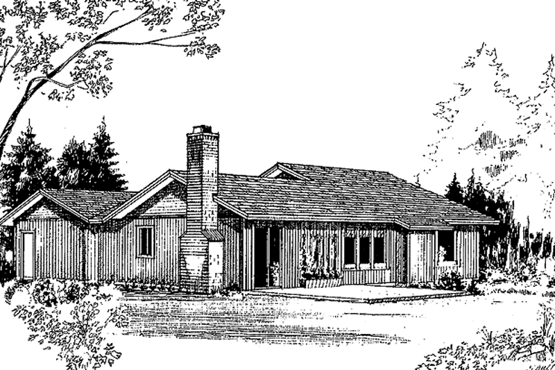 Architectural House Design - Ranch Exterior - Front Elevation Plan #60-908