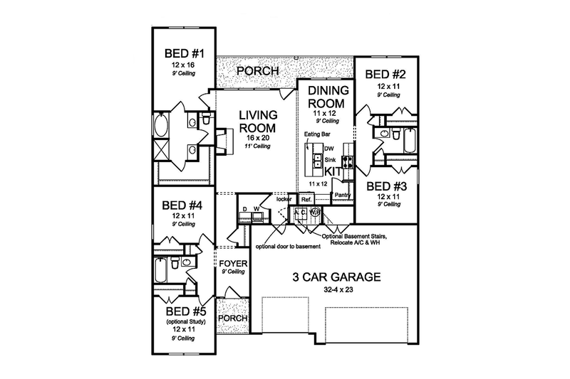 Dream House Plan - Floor Plan - Main Floor for Country House Plan #513-2167 - 5 bed, 3 bath