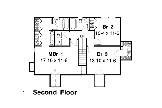 Floor Plan - Upper Floor for Farmhouse House Plan #312-580 - 3 bed, 2.5 bath