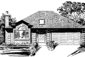 House Plan Design - Exterior - Front Elevation for Ranch House Plan #47-983 - 3 bed, 2 bath