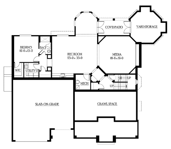 Architectural House Design - Craftsman Floor Plan - Lower Floor Plan #132-503