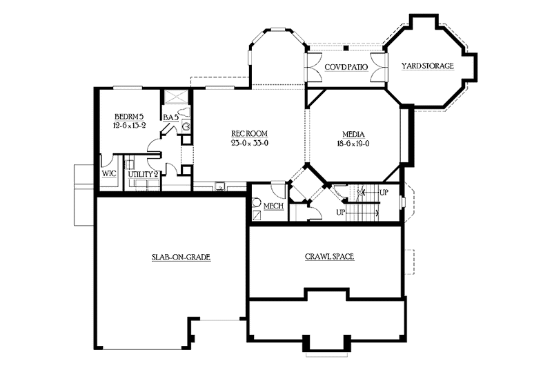 Home Plan - Floor Plan - Lower Floor for Craftsman House Plan #132-503 - 6 bed, 5 bath