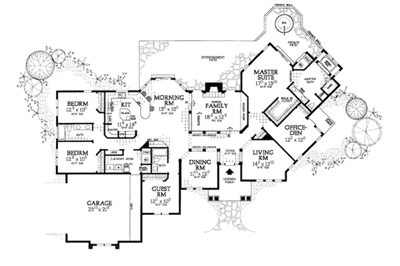 Home Plan - Floor Plan - Main Floor for Traditional House Plan #72-162 - 4 bed, 3 bath