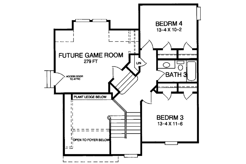 Home Plan - Floor Plan - Upper Floor for Contemporary House Plan #952-51 - 4 bed, 3 bath